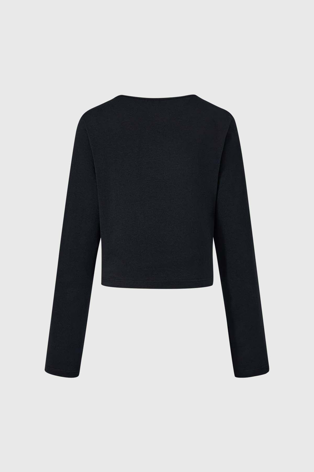Polera Niña Crop Con Print Negro-1