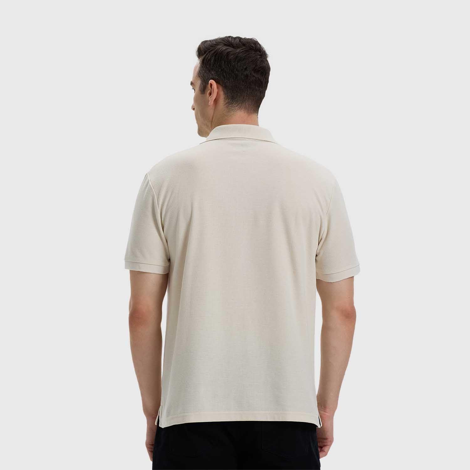 Polera Hombre Lisa Con Logo Beige-2