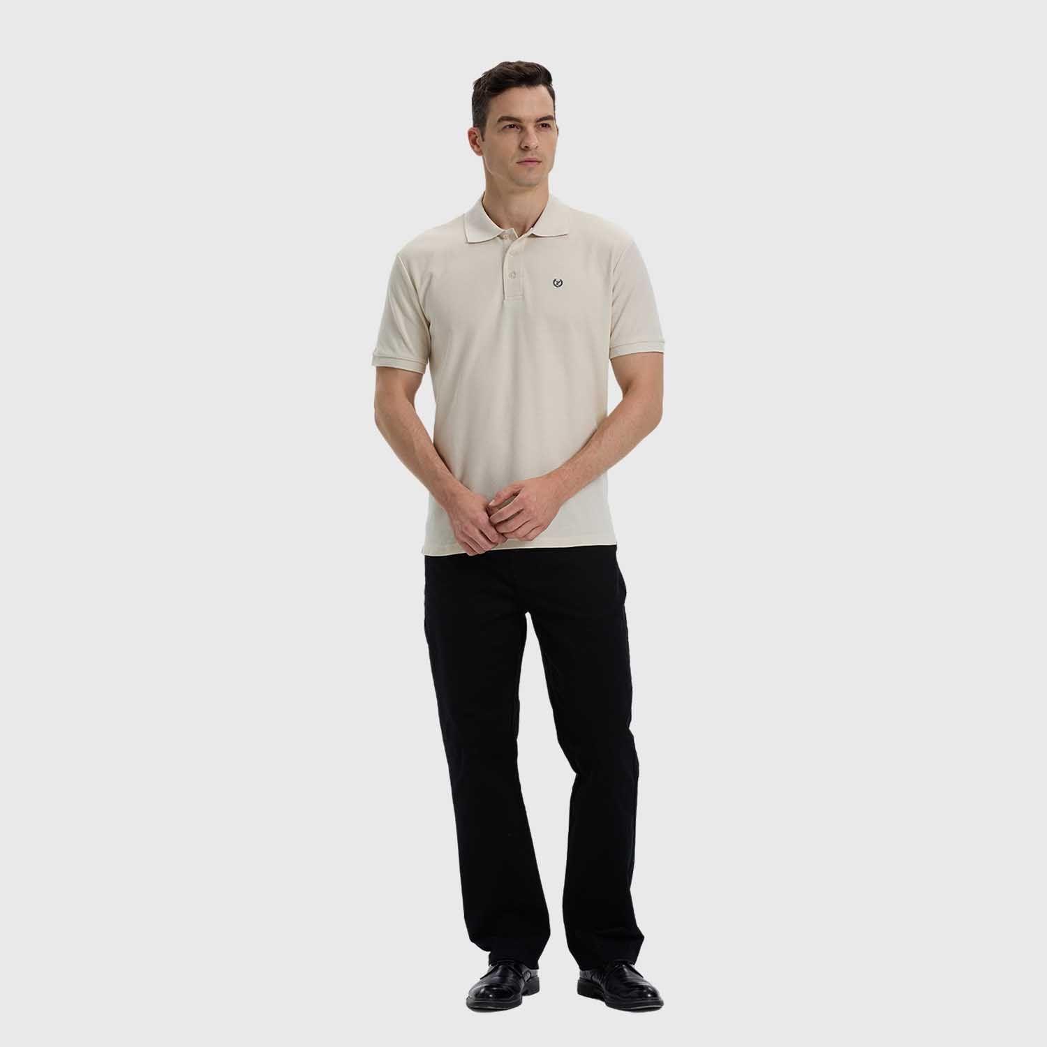 Polera Hombre Lisa Con Logo Beige-3
