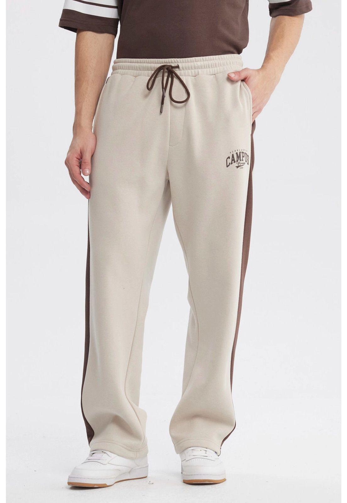Pantalón Buzo Hombre Calce Recto Beige - ll-0