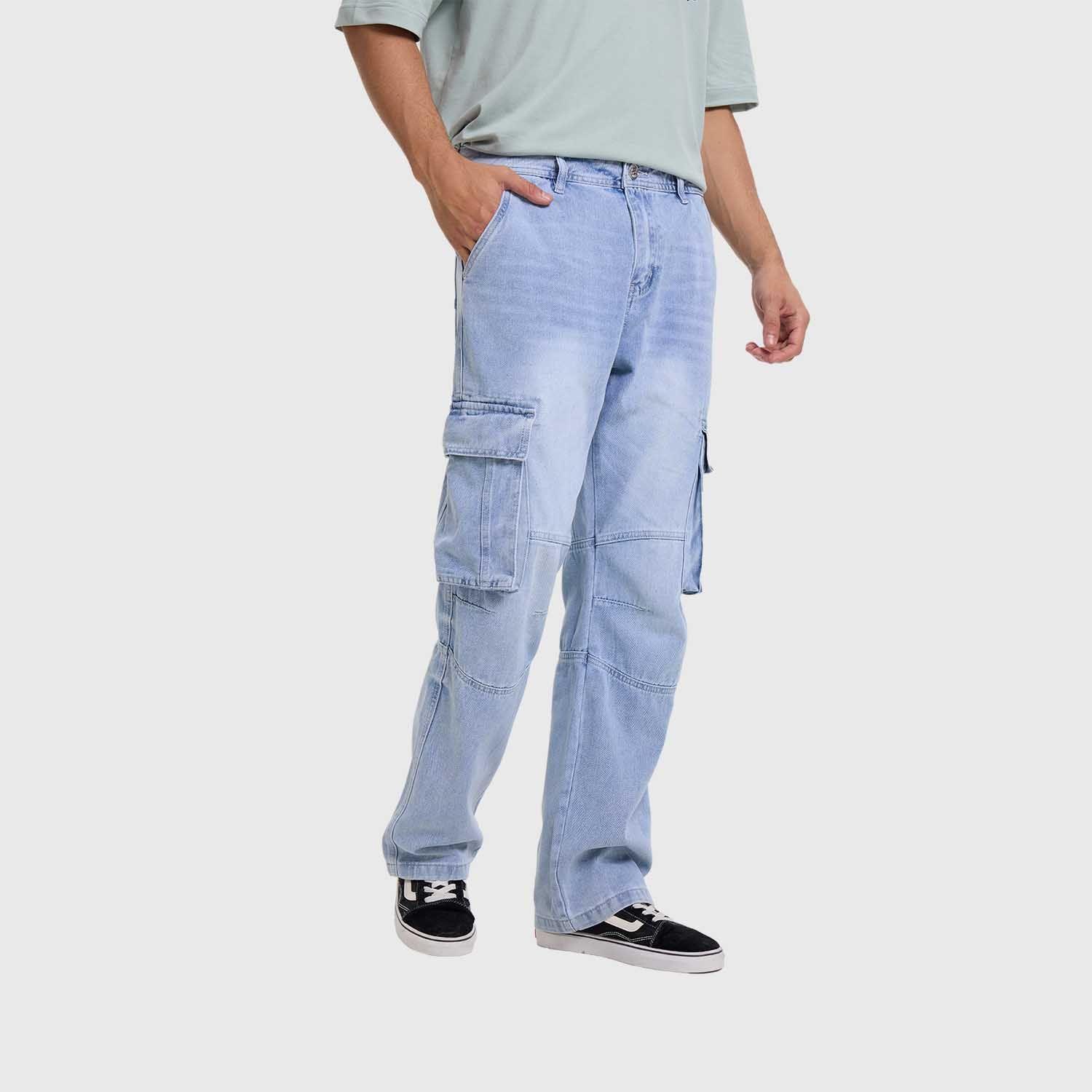 Jeans Hombre Baggy Cargo Azul Claro Fashion's Park-1