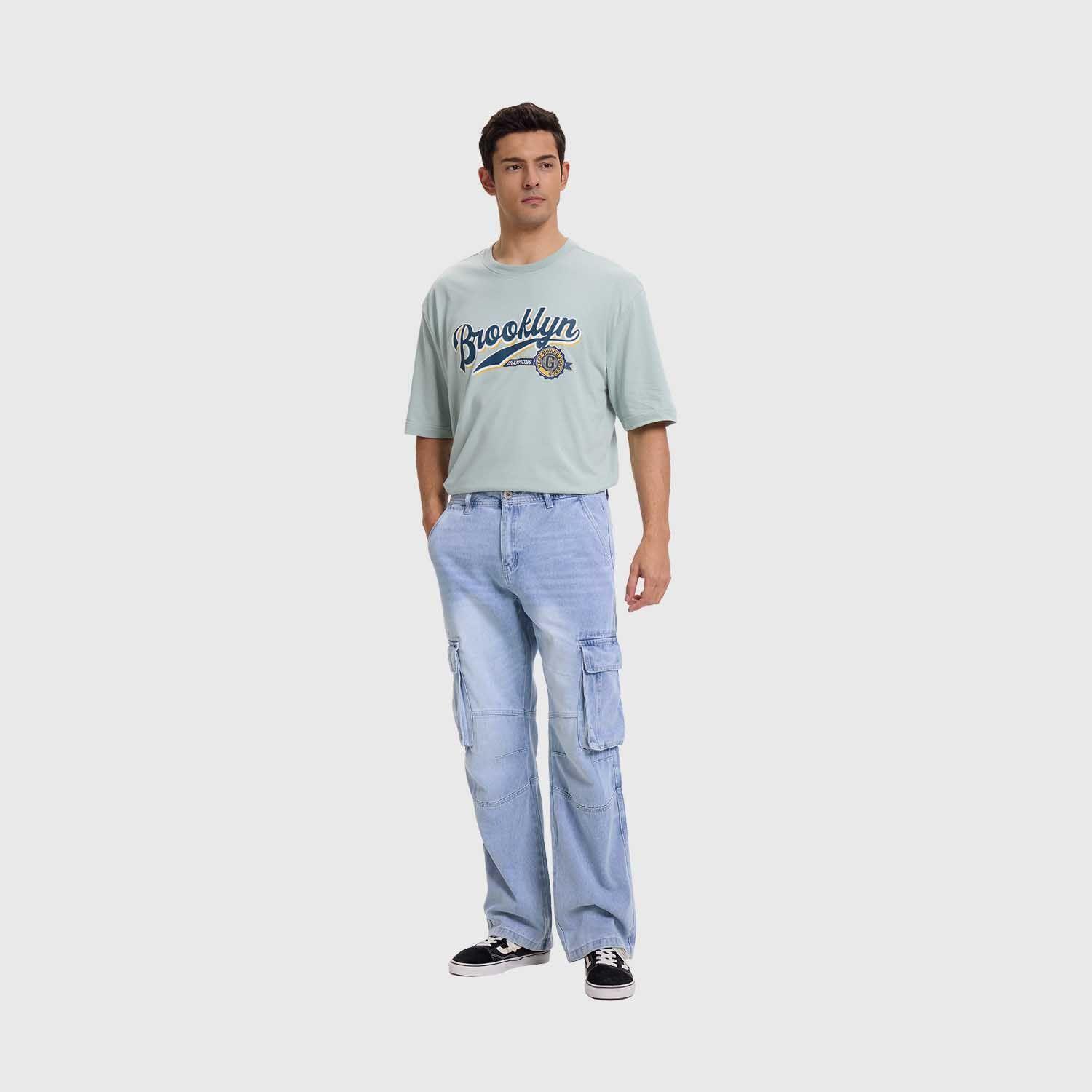 Jeans Hombre Baggy Cargo Azul Claro Fashion's Park-3