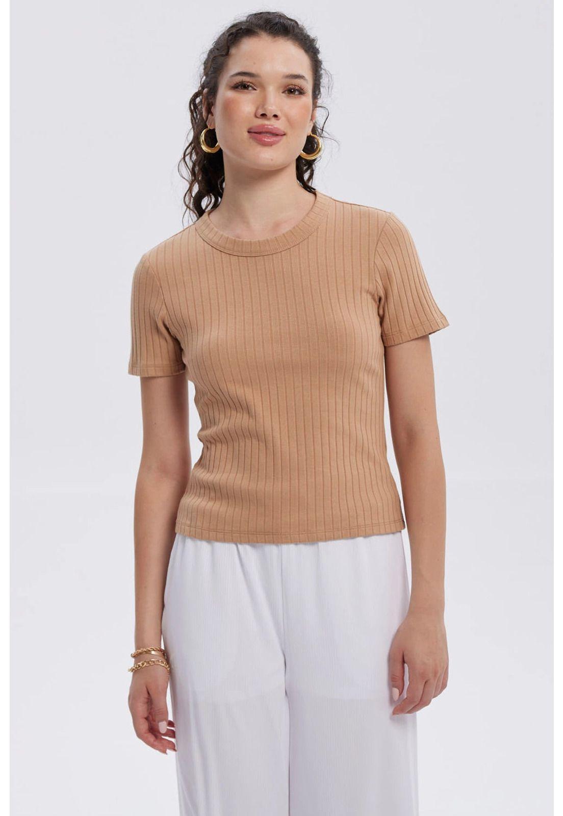 Polera Mujer Rib Crop Lisa Camel-0