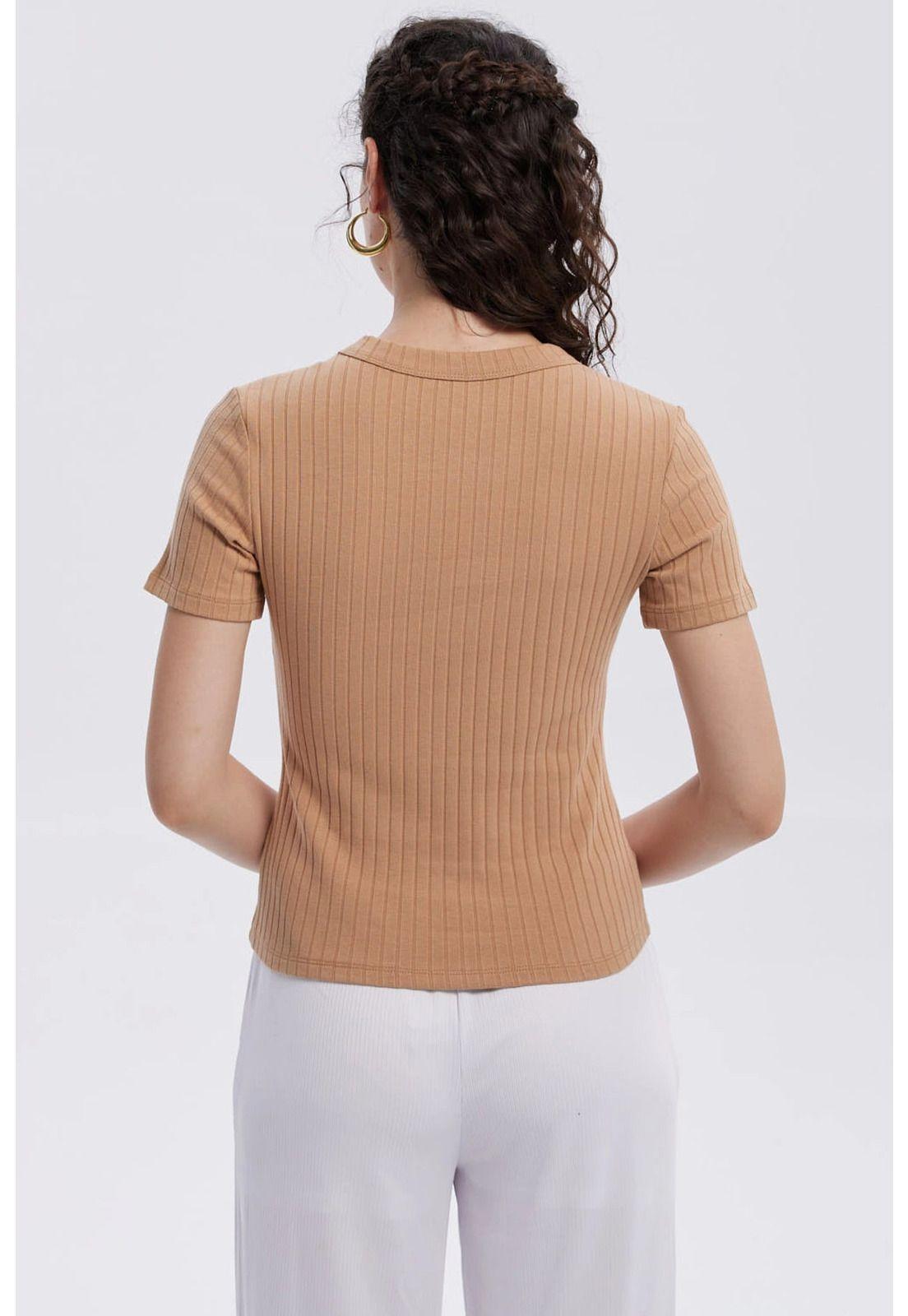 Polera Mujer Rib Crop Lisa Camel-2