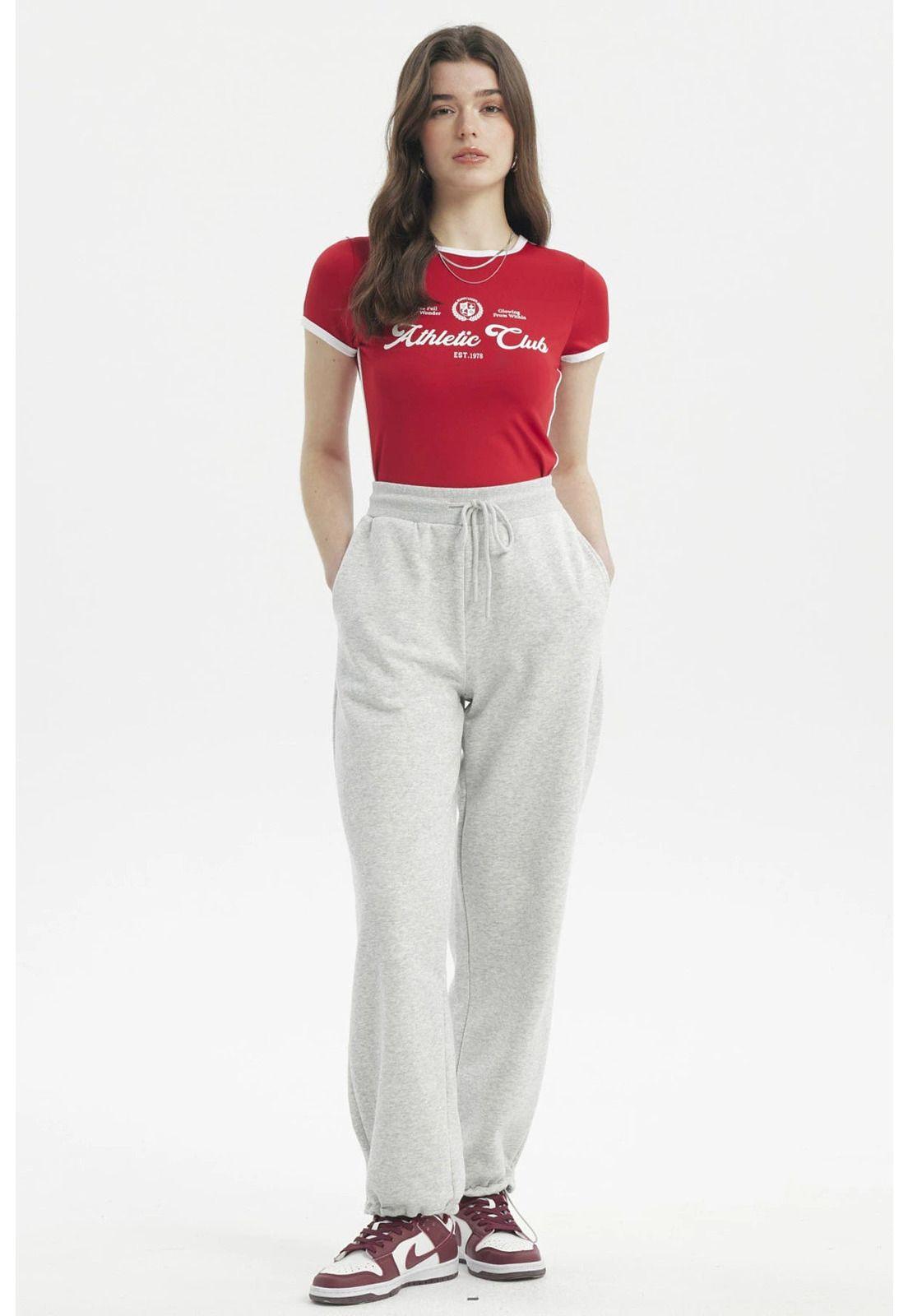 Pantalón Buzo Mujer Pitillo Gris Melange Claro-3