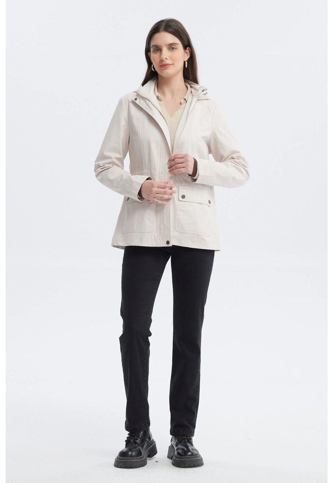 Chaqueta Mujer Con Gorro Arena-3