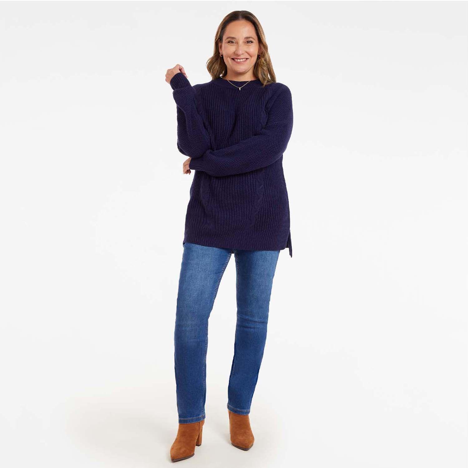 Sweater Mujer Calado Azul Oscuro-3