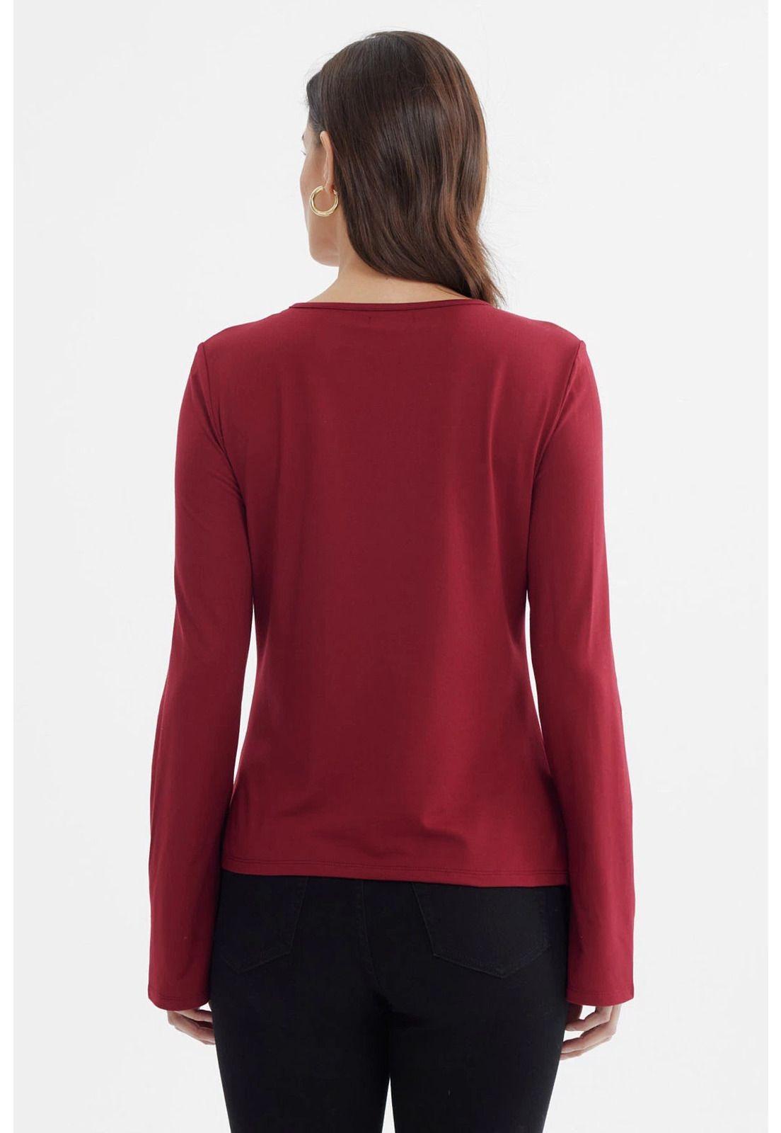 Polera Mujer Aplicación Metalica En Pecho Rojo-2