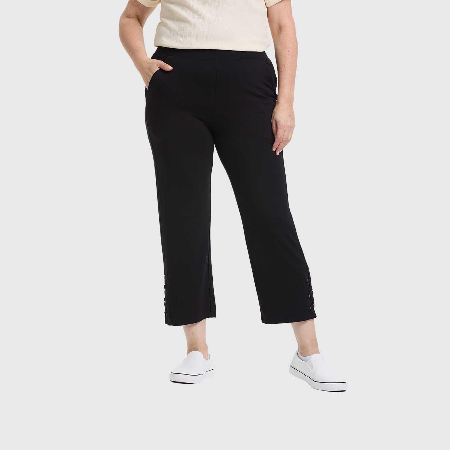 Pantalón Buzo Mujer Detalle Ojetillo Negro Fashion's Park-1