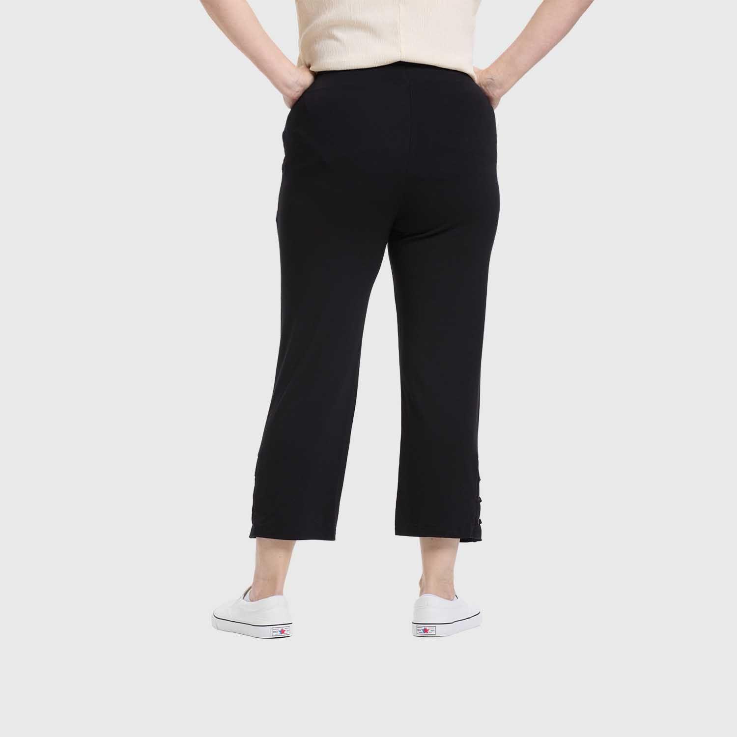 Pantalón Buzo Mujer Detalle Ojetillo Negro Fashion's Park-2