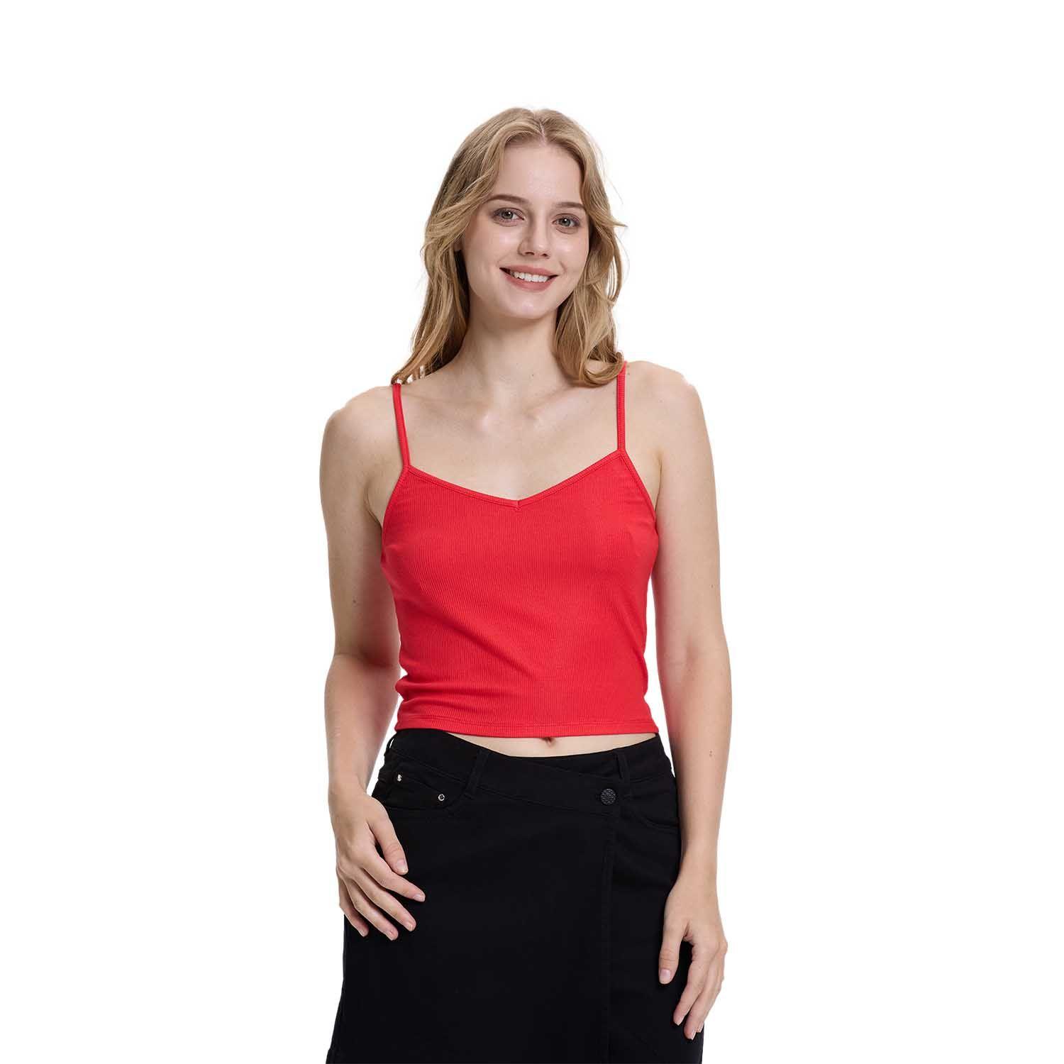 Polera Peto Mujer Pabilo Crop Rojo Fashion's Park-0