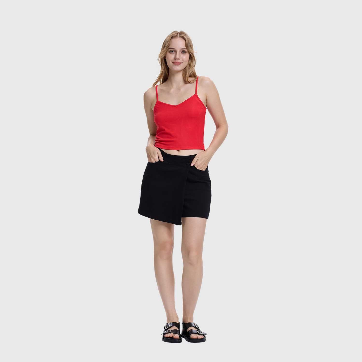 Polera Peto Mujer Pabilo Crop Rojo Fashion's Park-3