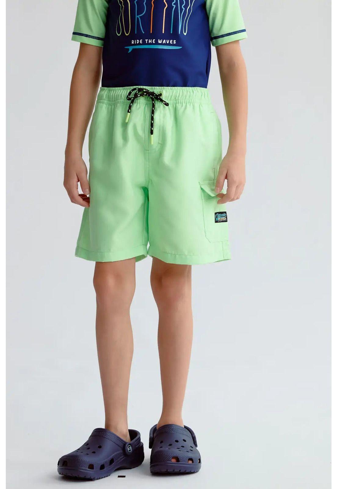 Short De Baño Niño Básico Verde Claro-0