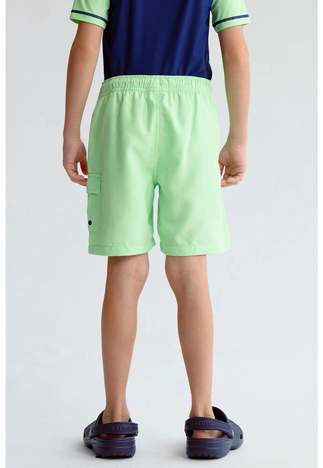 Short De Baño Niño Básico Verde Claro-2