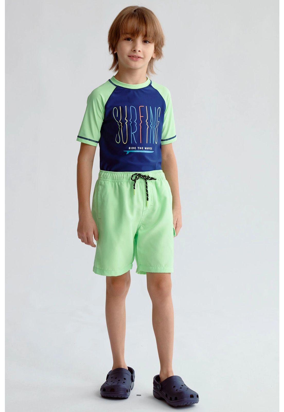 Short De Baño Niño Básico Verde Claro-3