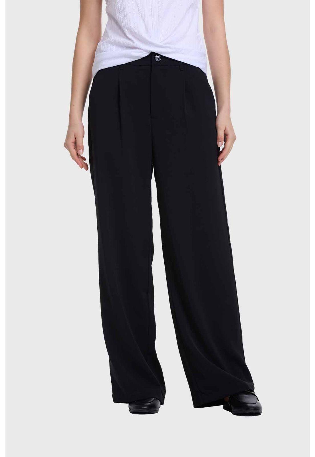 Pantalón Mujer Sastrero Calce Recto Negro-0
