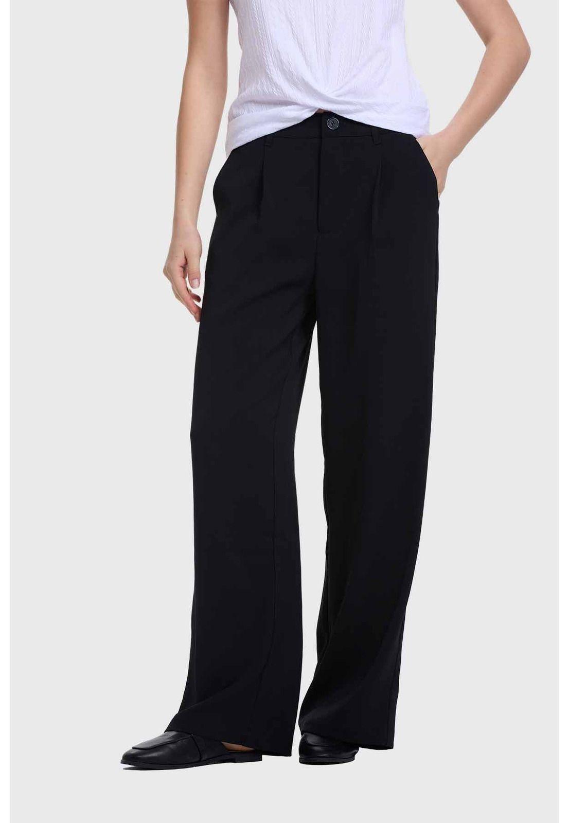 Pantalón Mujer Sastrero Calce Recto Negro-1