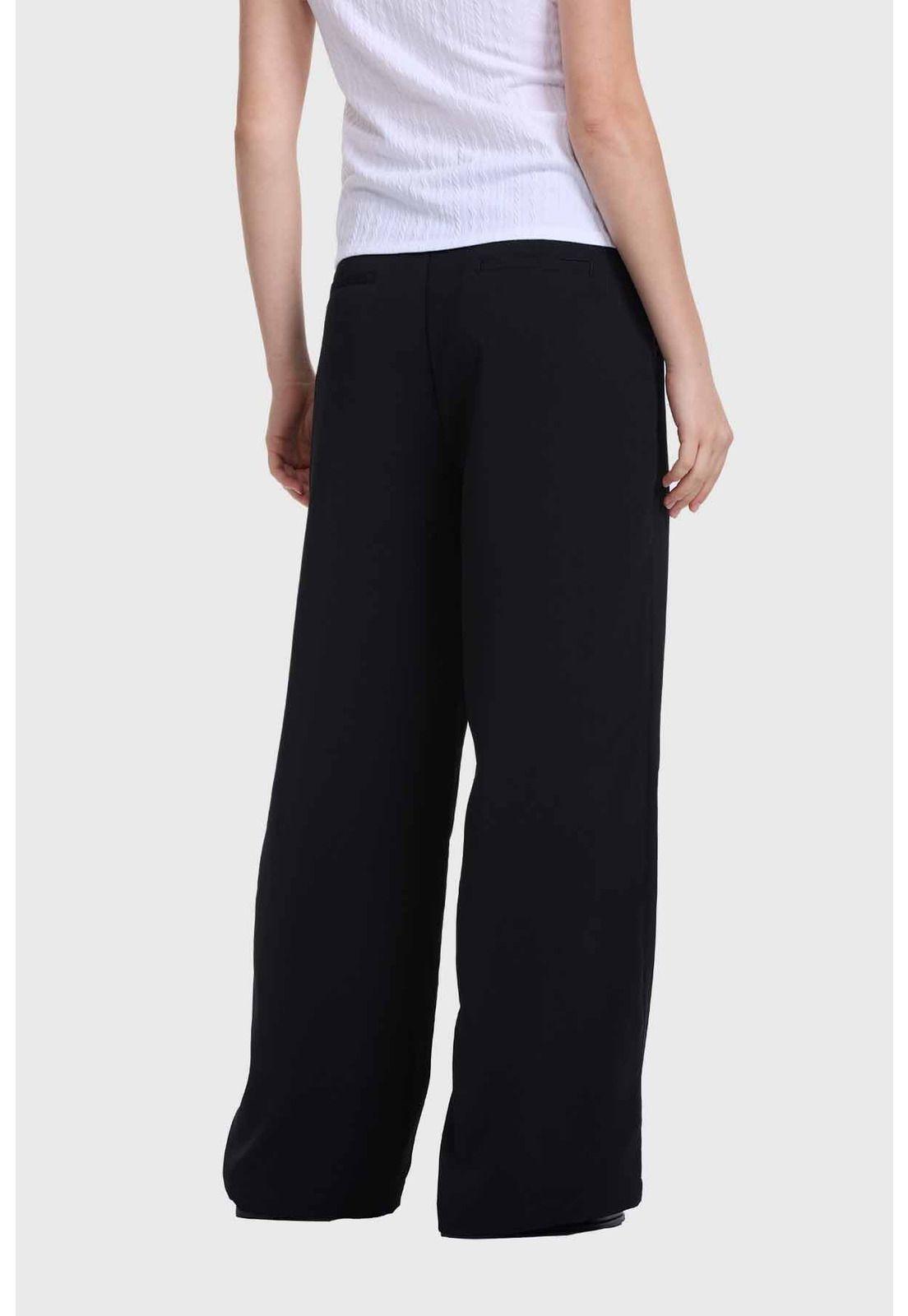 Pantalón Mujer Sastrero Calce Recto Negro-2