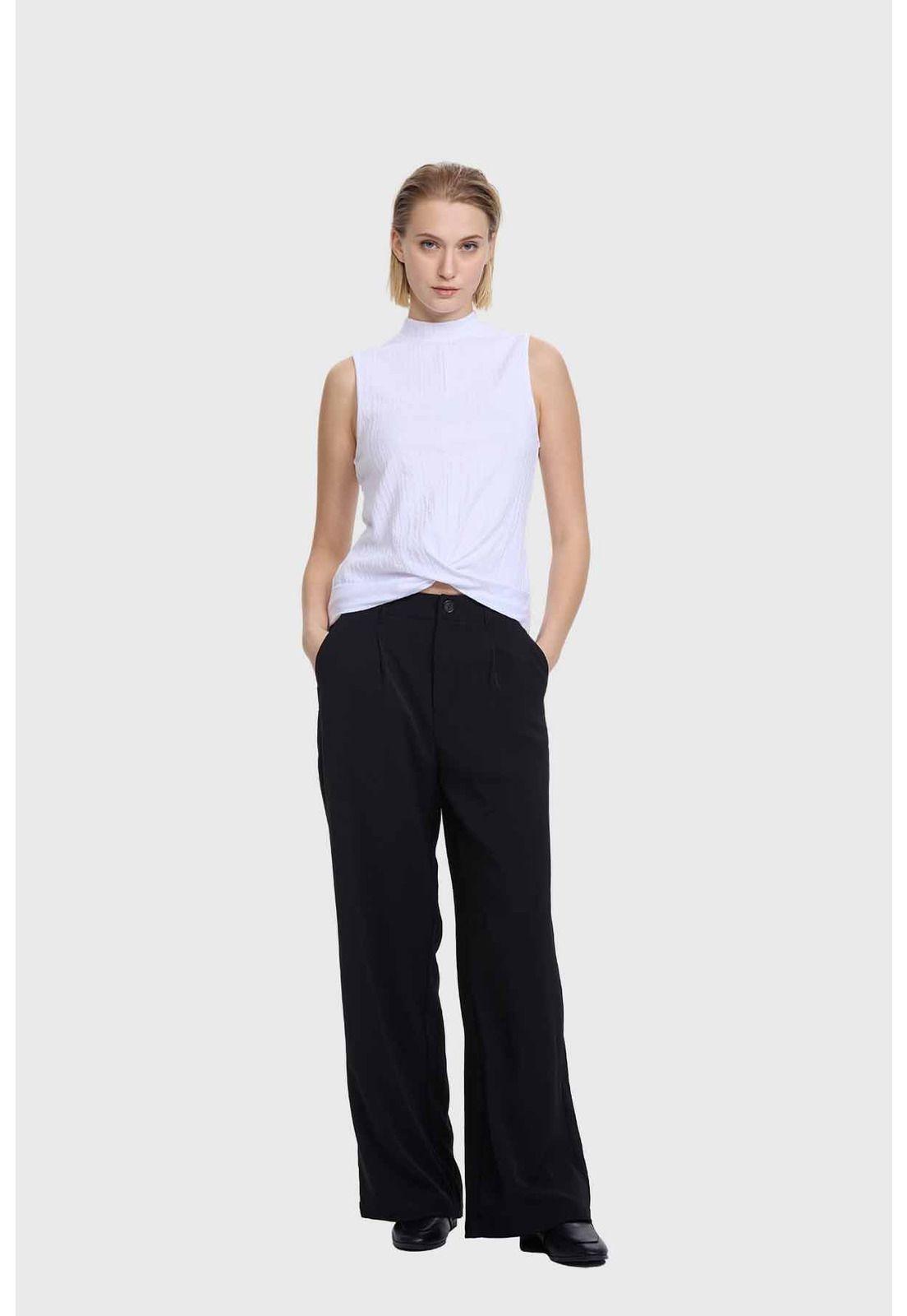 Pantalón Mujer Sastrero Calce Recto Negro-3