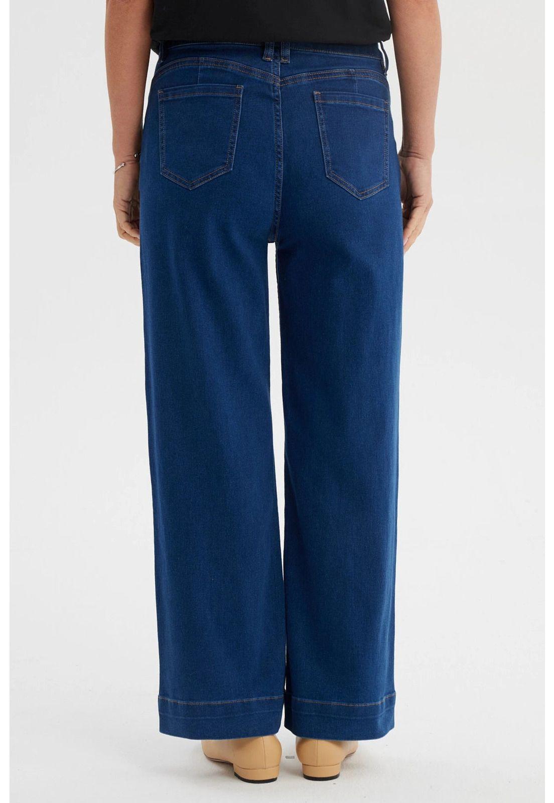 Jeans Mujer Clásico Calce Recto Azul-2