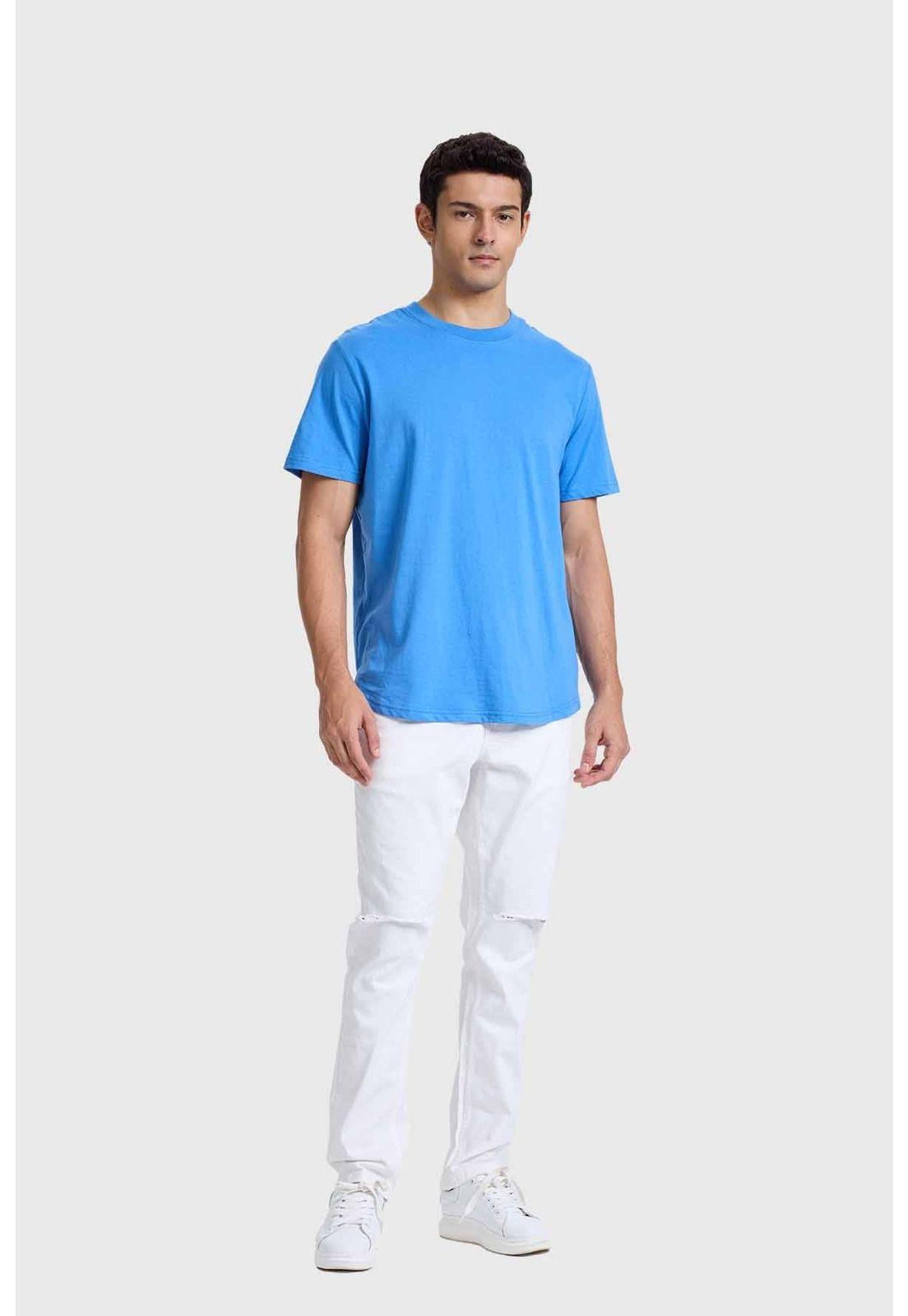Polera Hombre Long Fit Básica Azul-3