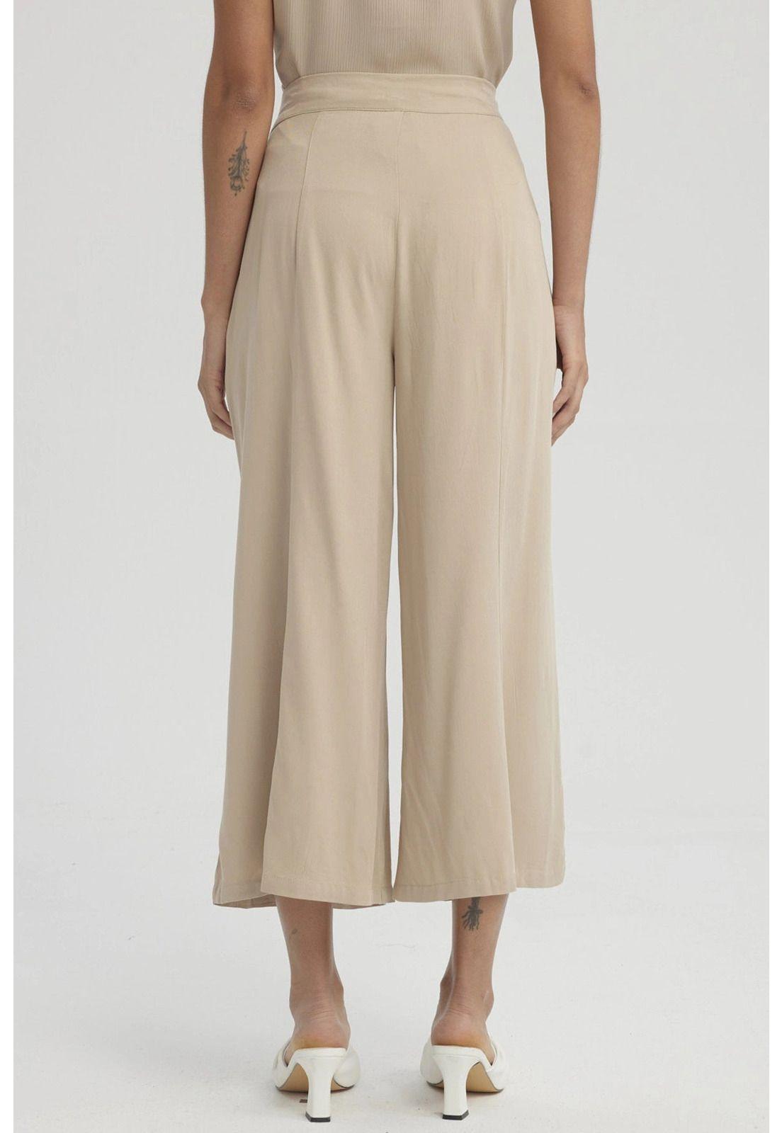 Pantalón Mujer Botones Costados Crudo-2