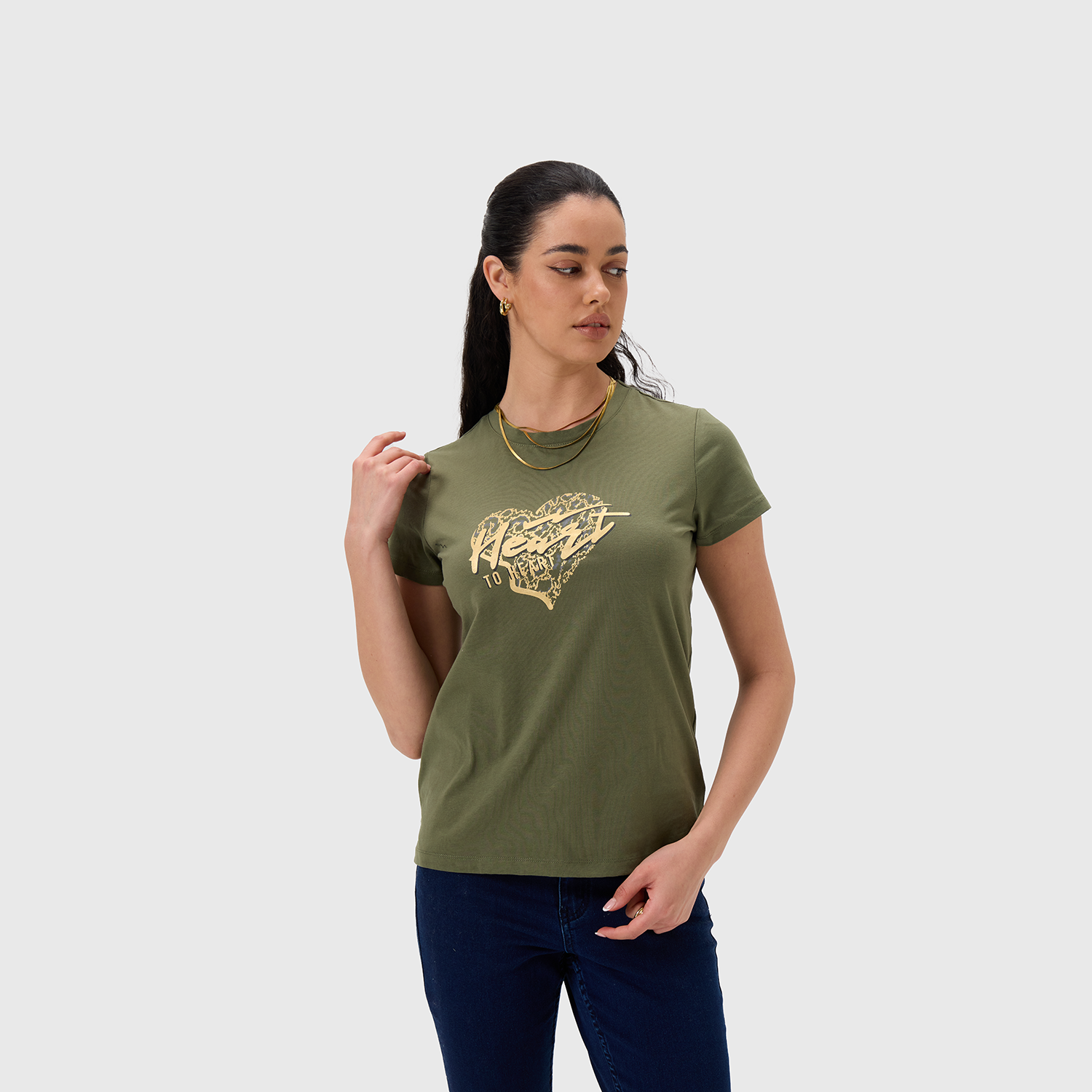 Polera Mujer Print Posicional Verde Musgo Fashion's Park-2