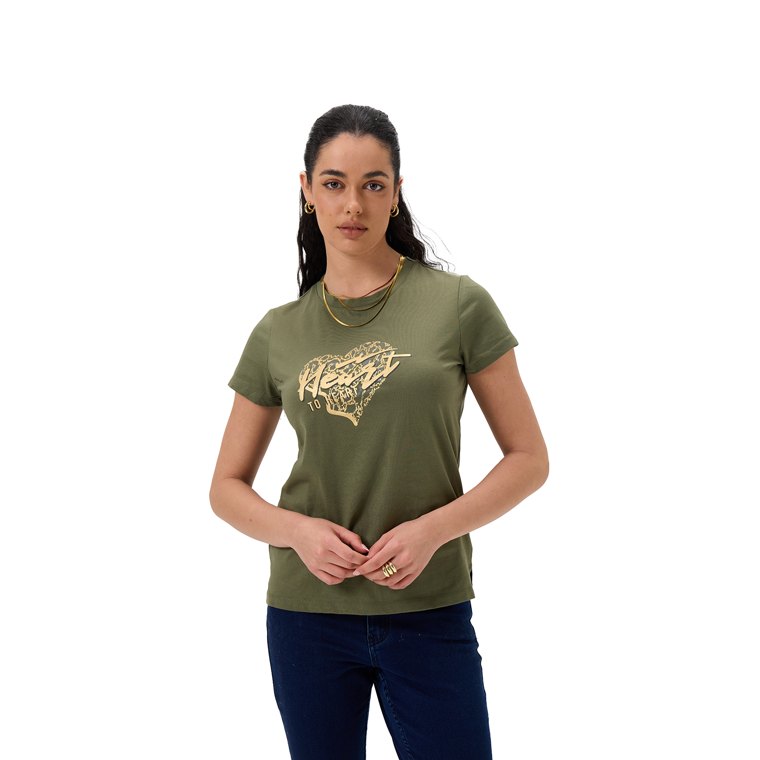 Polera Mujer Print Posicional Verde Musgo Fashion's Park-3