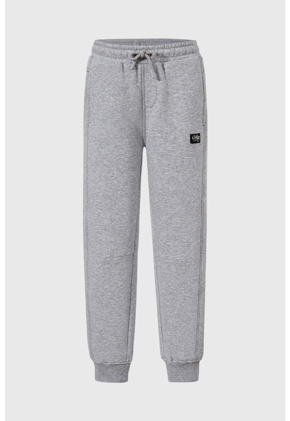 Pantalón Buzo Niño Jogger Corte Lateral Gris-0