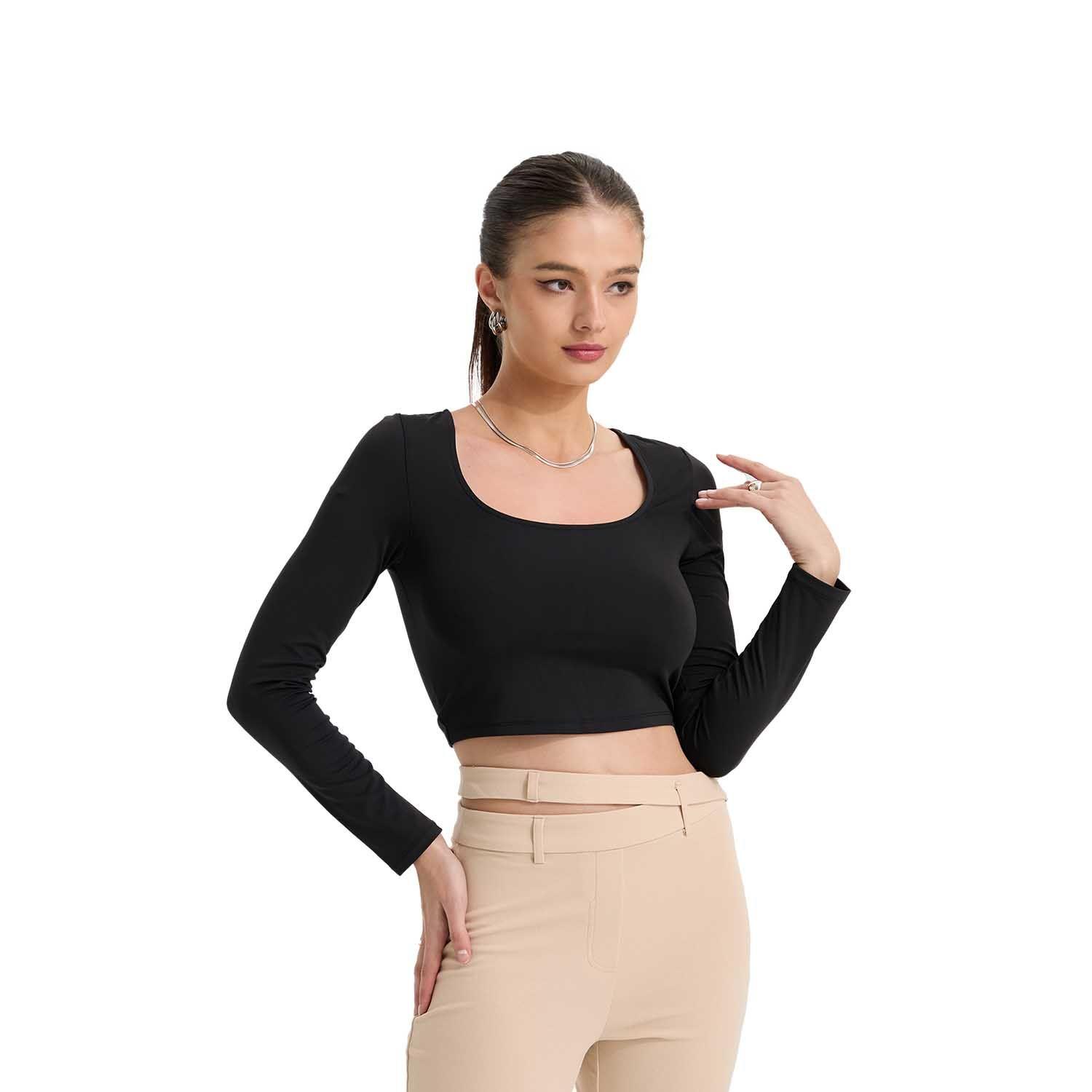 Polera Mujer Escote Cuadrado Negro II Fashion's Park-0