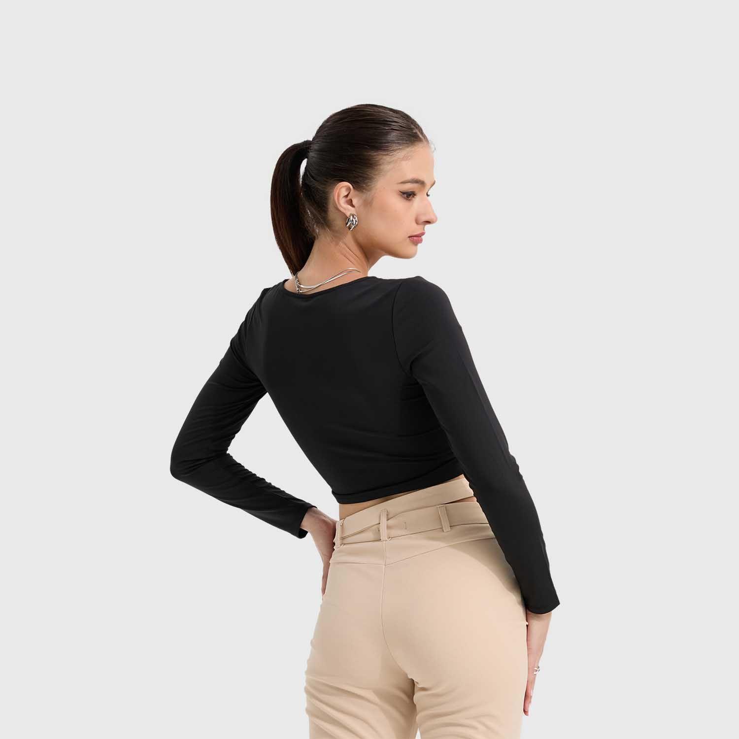 Polera Mujer Escote Cuadrado Negro II Fashion's Park-2