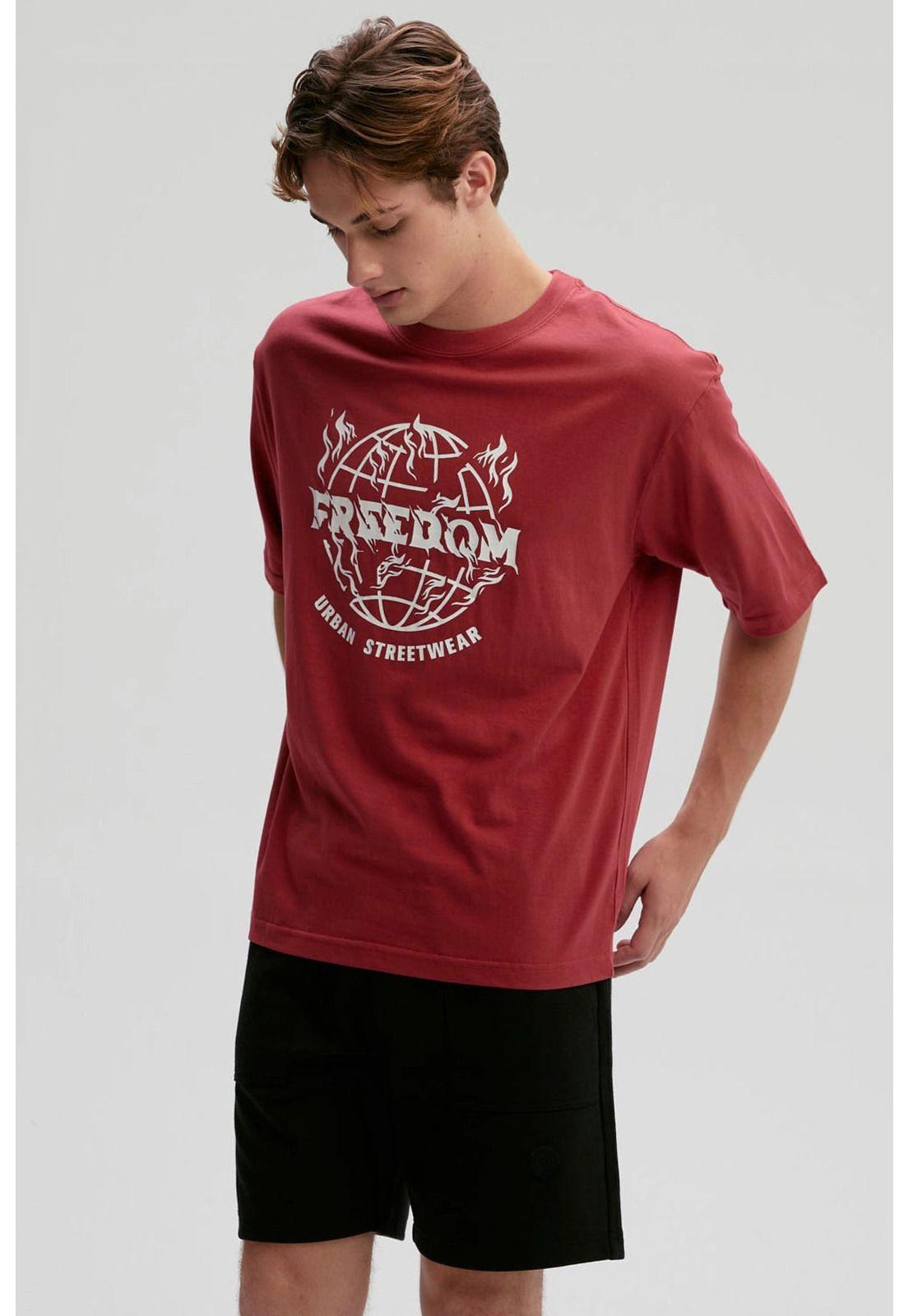 Polera Hombre Print Central Rojo-1