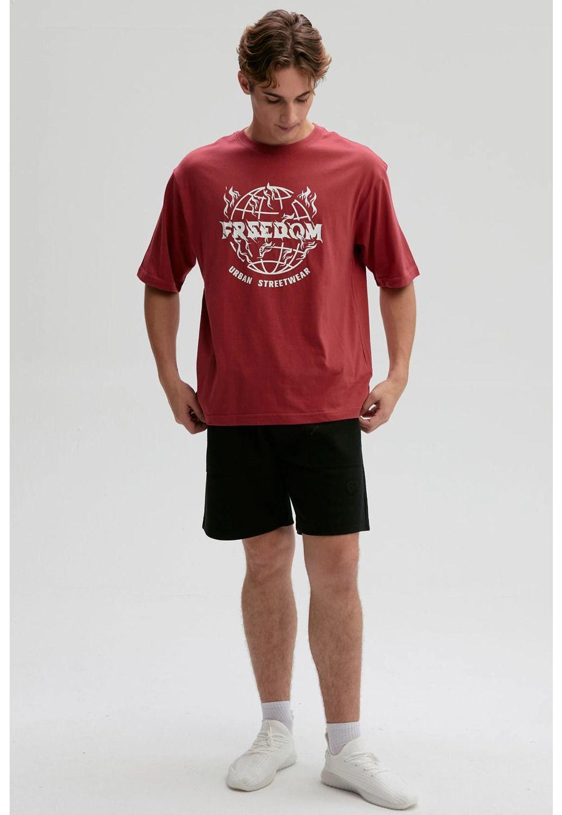 Polera Hombre Print Central Rojo-3