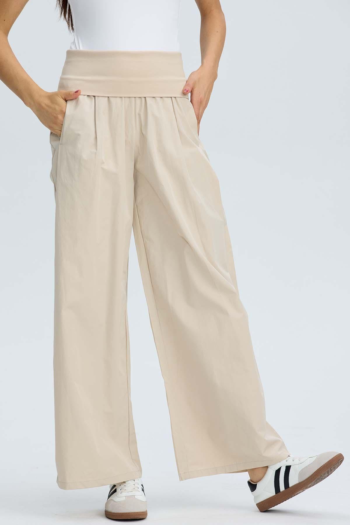 Pantalón Mujer Pretina Beige-1