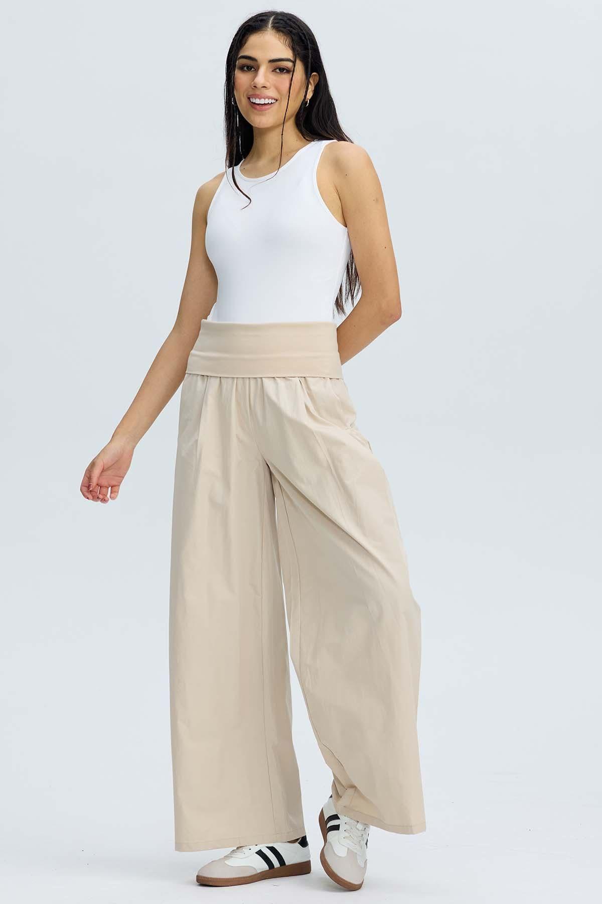 Pantalón Mujer Pretina Beige-3