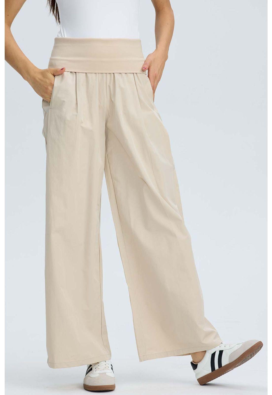 Pantalón Mujer Pretina Beige-2
