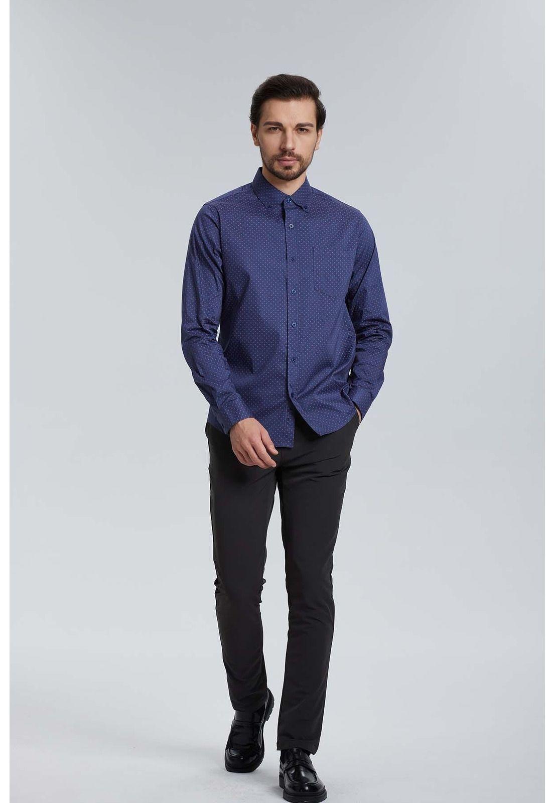 Camisa Hombre Print Azul-3