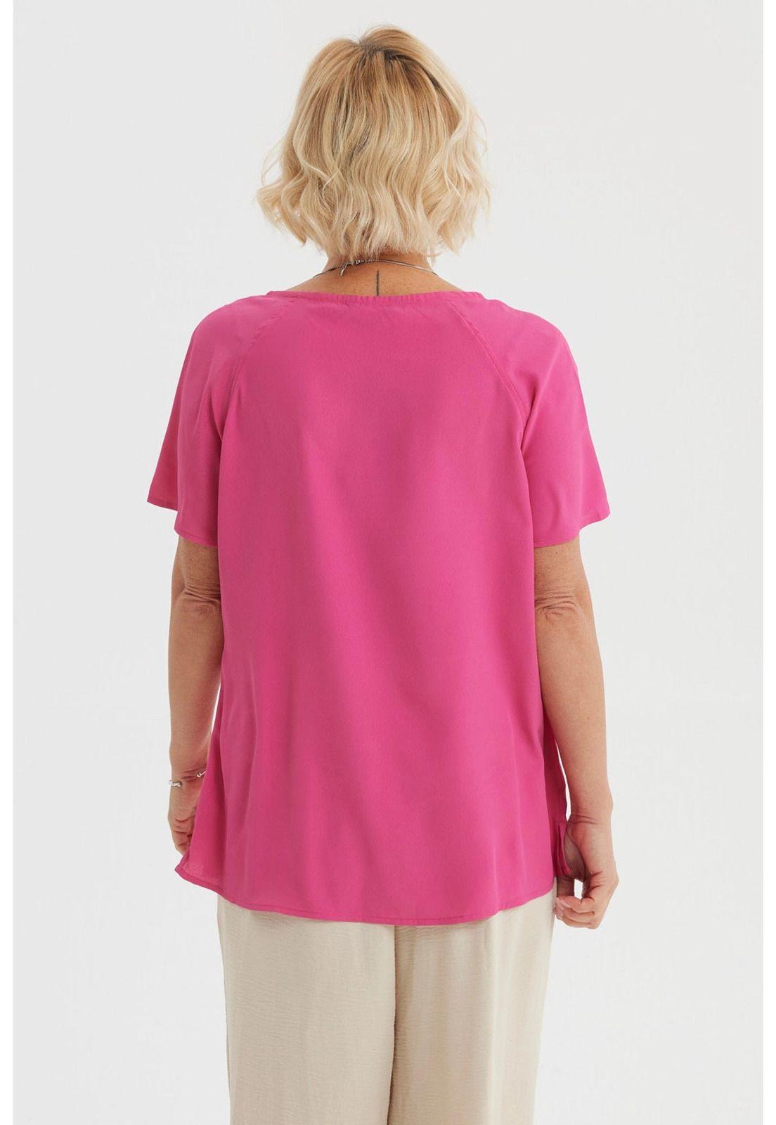 Blusa Mujer Escote Con Botón Magenta-2