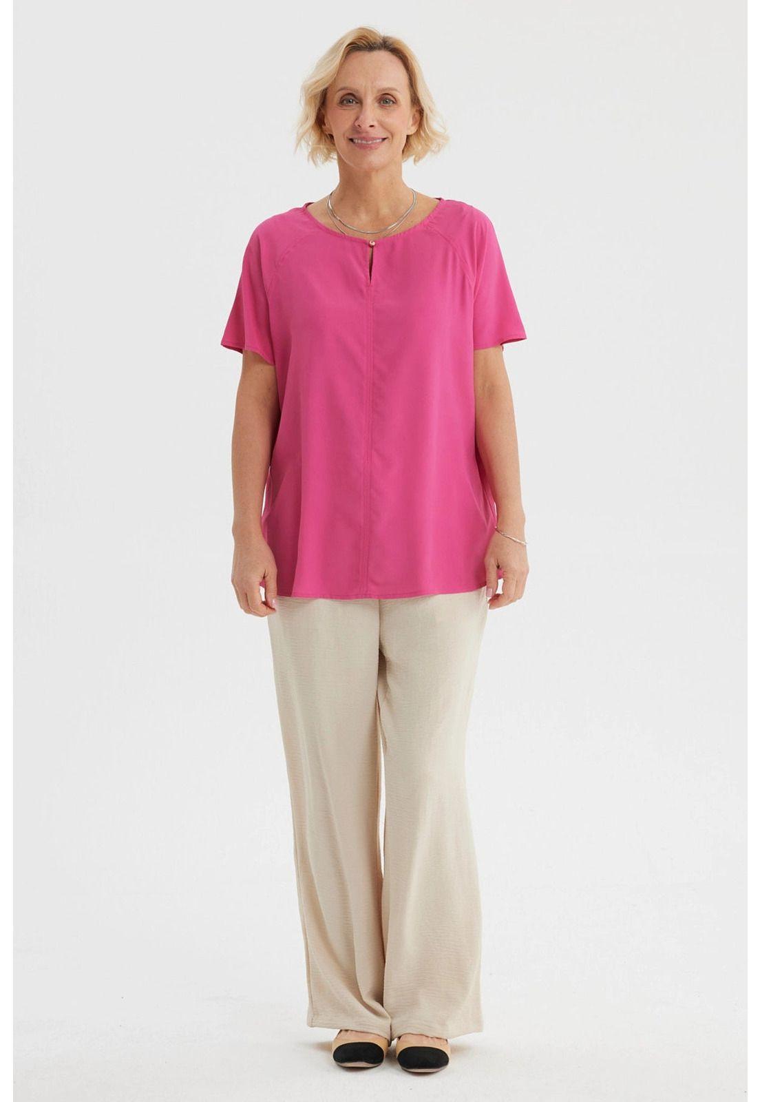 Blusa Mujer Escote Con Botón Magenta-3