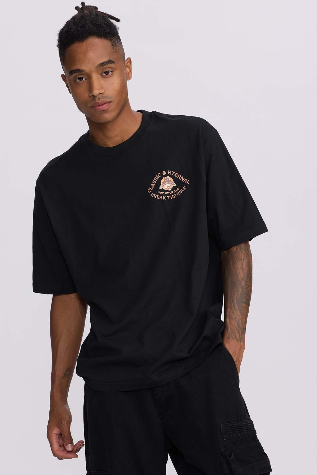Polera Hombre Doble Print Wester Negro-0