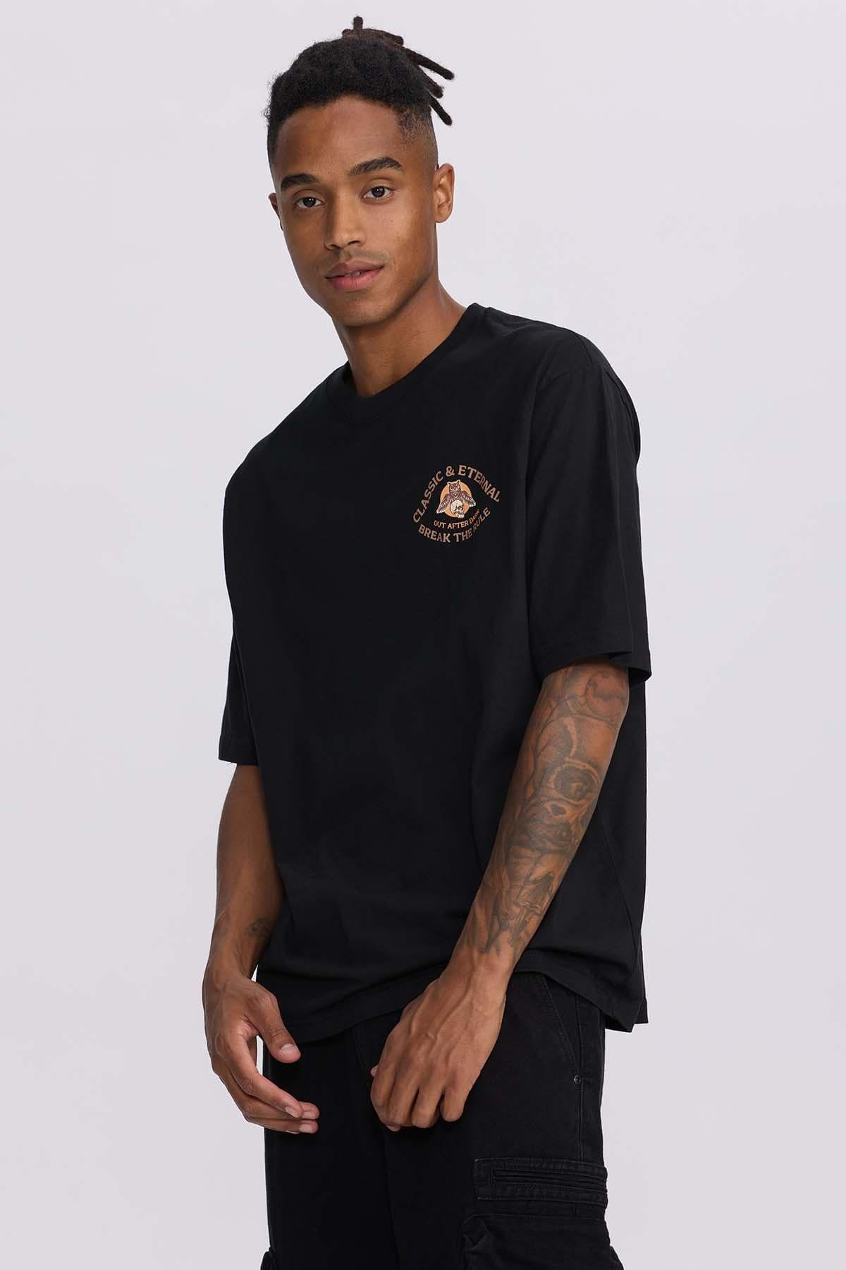 Polera Hombre Doble Print Wester Negro-1