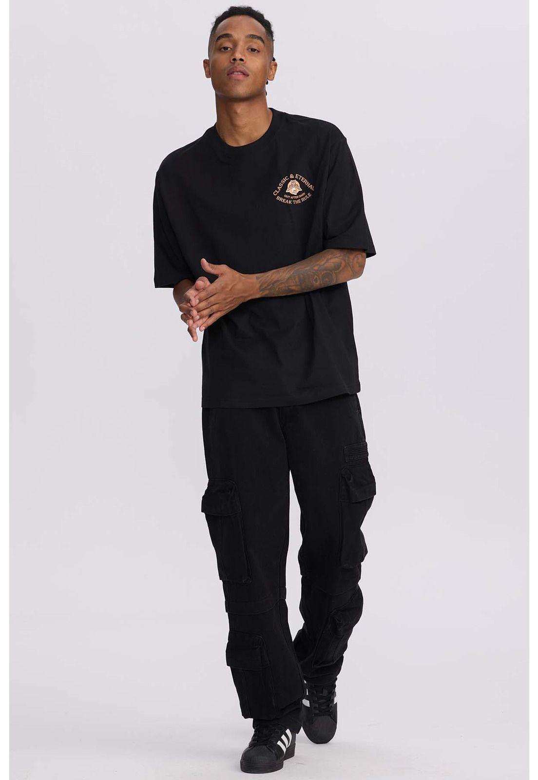 Polera Hombre Doble Print Wester Negro-3