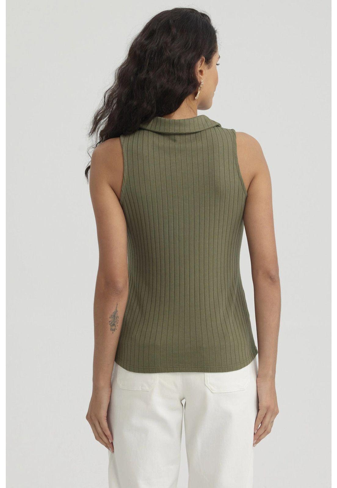 Polera Mujer Rib Medio Cierre Verde Musgo-2