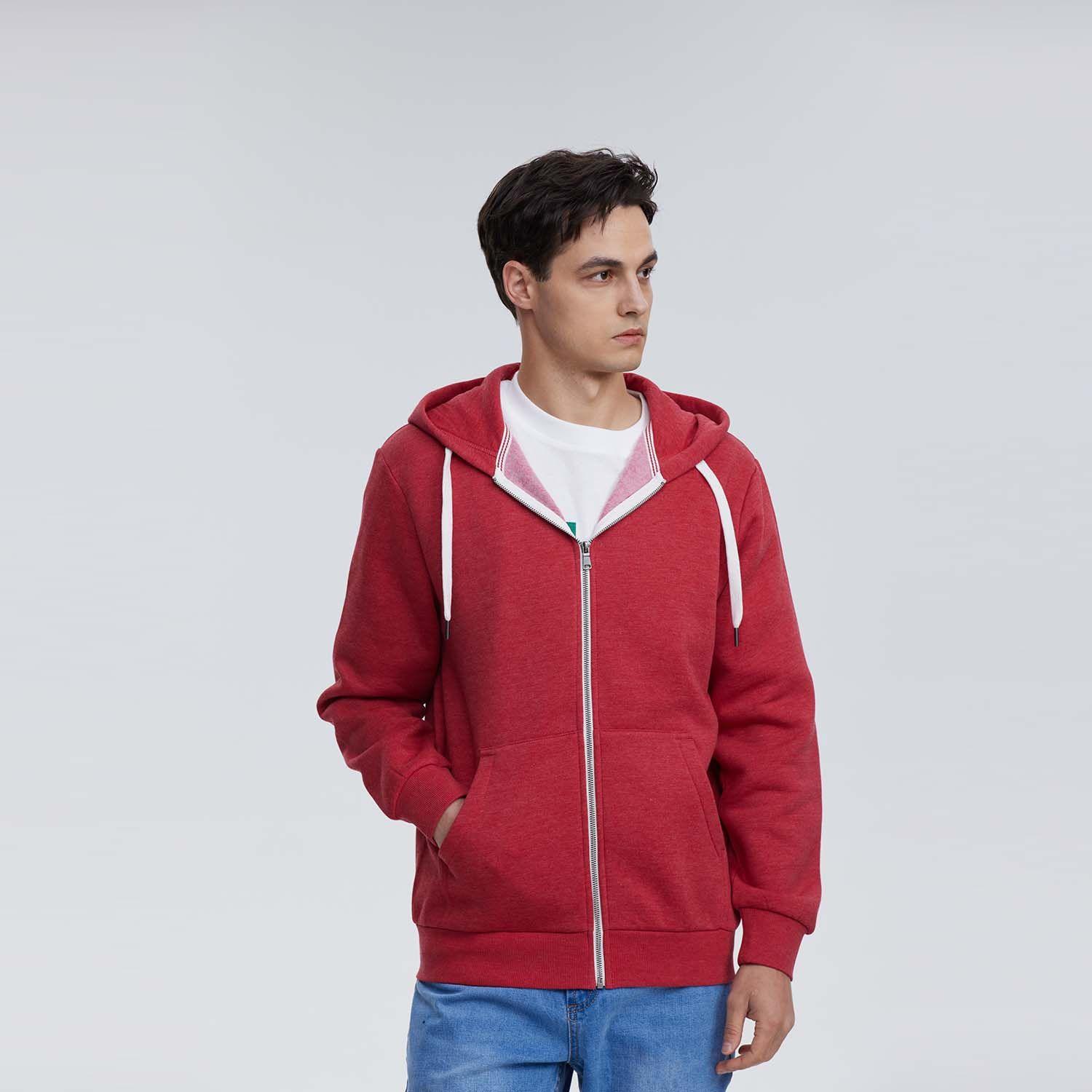 Polerón Hombre Básico Hoodie Burdeo Melange-0