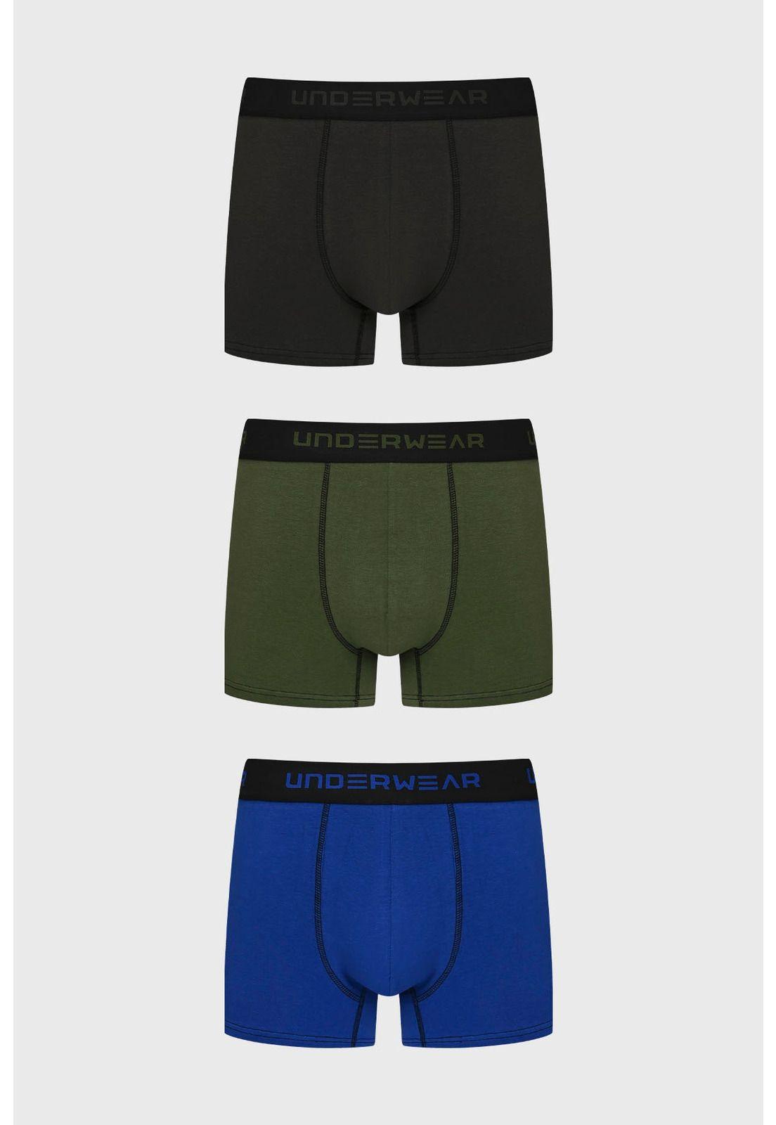 Boxer Hombre Triapack Corto Azul-0