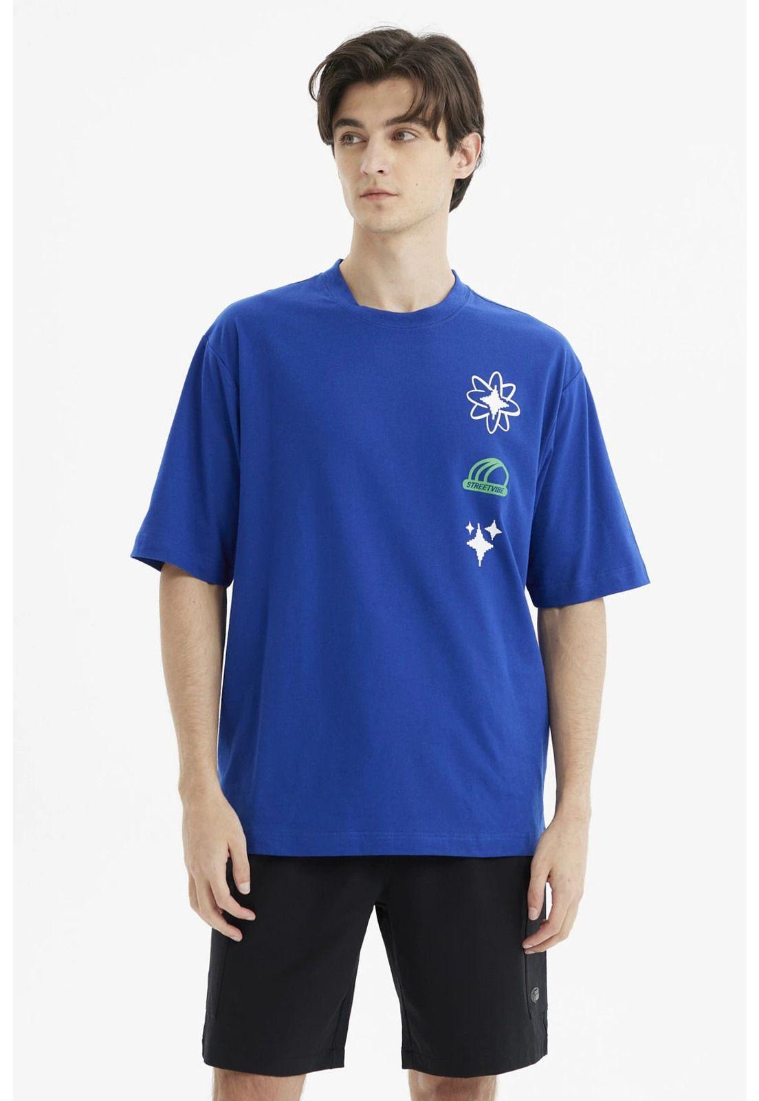 Polera Hombre Oversize Azul- ll-0