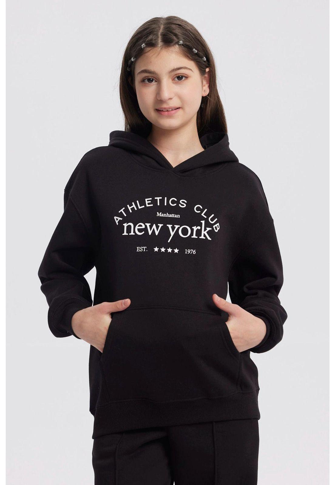 Polerón Niña Con Gorro Negro-0