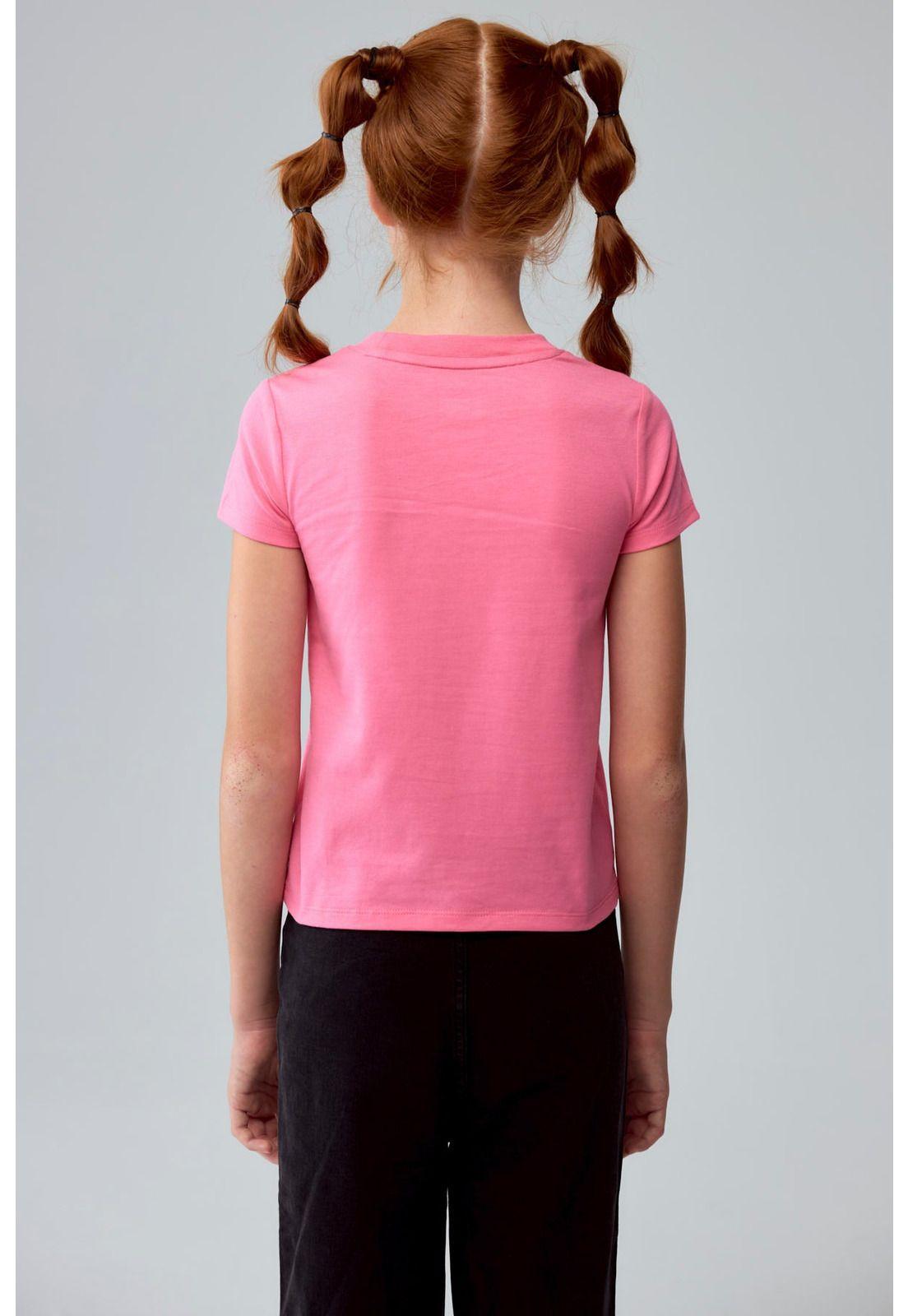 Polera Niña Básica Estampada Rosado-2