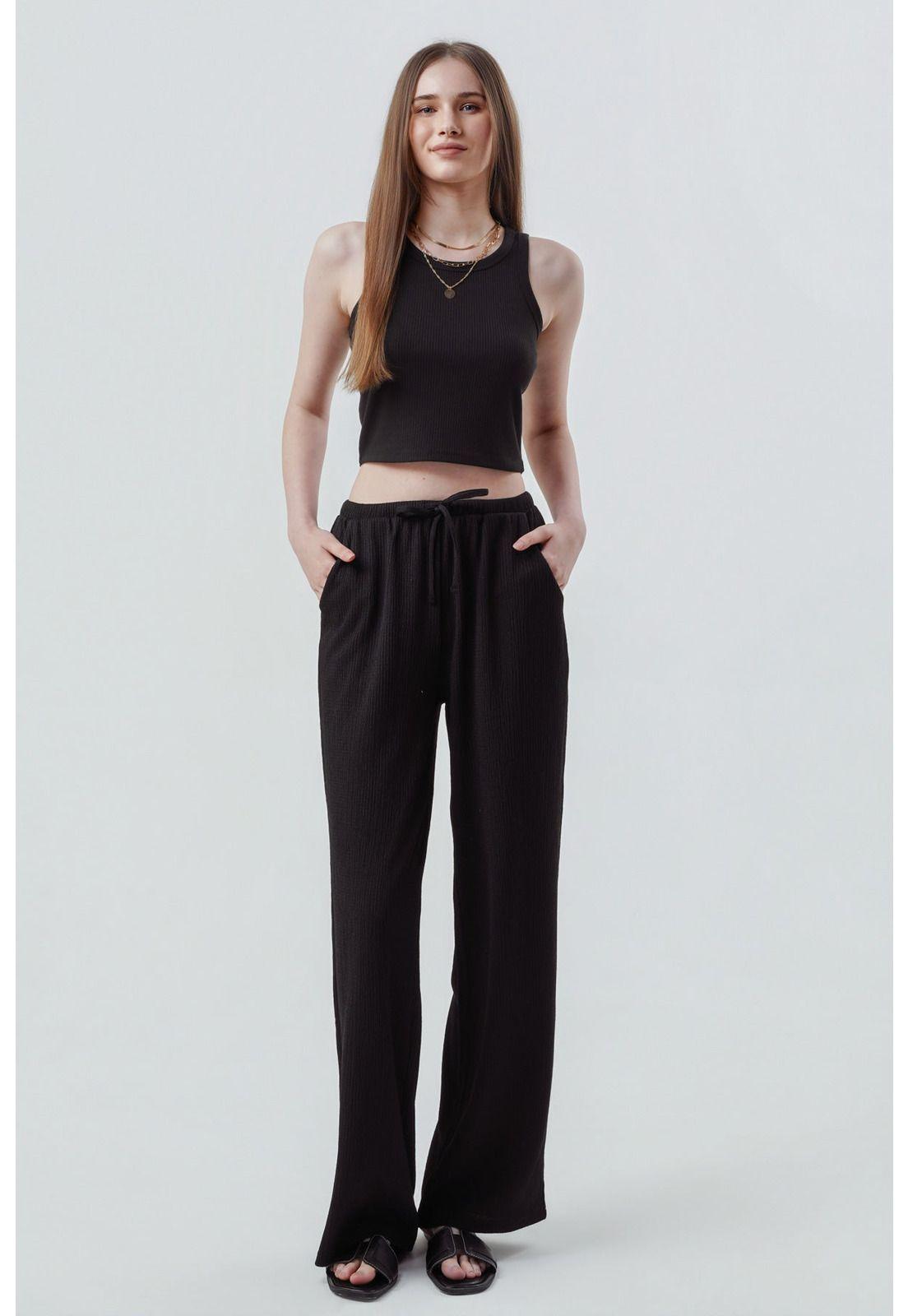 Pantalón Mujer Wide Leg Negro - XXll-3