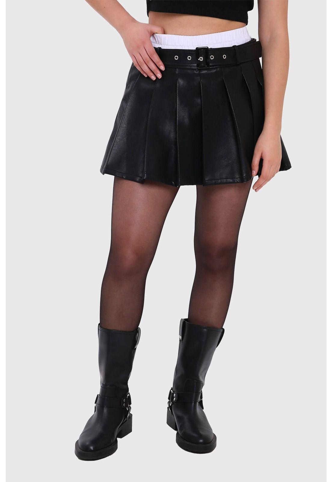 Falda Mujer Tableada Negro - ll-1